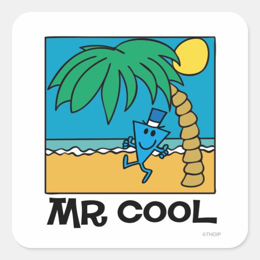 Strandplezier met Mr Cool Vierkante Sticker (Voorkant)