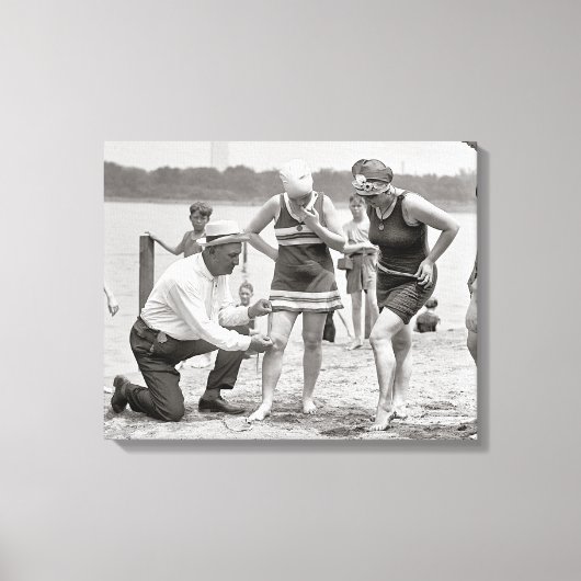 Strandpolitie, 1922. Oude foto Canvas Afdruk (Voorkant)