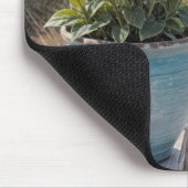 Strandpot met roze petunia's muismat (Hoek)