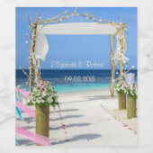 Strandprieel Bloemrijke Bruiloft Wijn Etiket (Enkel label)