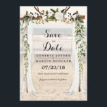 Strandprieel Trouw Save the Date Uitnodiging<br><div class="desc">Bloemrijke Wingerdkrans Strand Drijfhout Prieel Luifel Trouw Save the Date Uitnodiging</div>