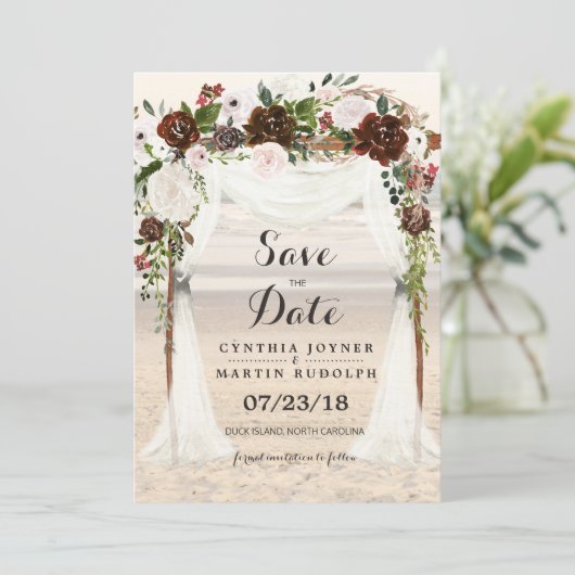 Strandprieel Trouw Save the Date Uitnodiging (Staand voorkant)