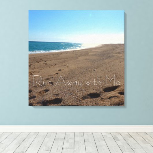 Strandprint met Love Quote Canvas Afdruk (Insitu (Houten vloer))