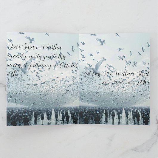 Strandpubliek vredesduif foto kaart (Binnen)