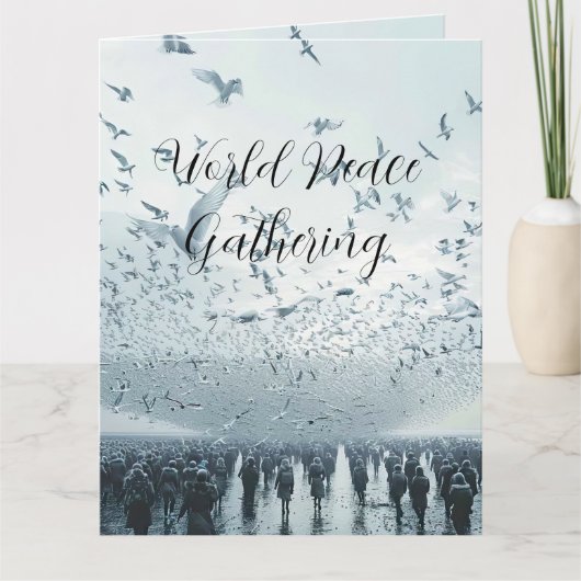 Strandpubliek vredesduif foto kaart (Voorkant)