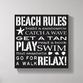 Strandregels Aan de kust Crisp Zwart & Wit Canvas Afdruk (Voorkant)