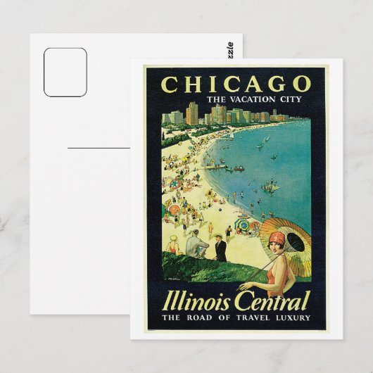 strandreis 1920 in Chicago Briefkaart (Voorkant / Achterkant)
