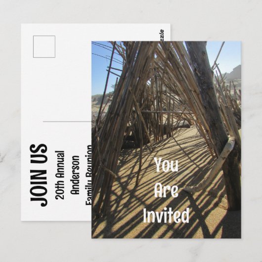 Strandreis Verzamelen Familiereünie Uitnodiging (Voorkant / Achterkant)