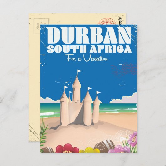 strandreisposter voor Durban Zuid-Afrika Briefkaart (Voorkant / Achterkant)