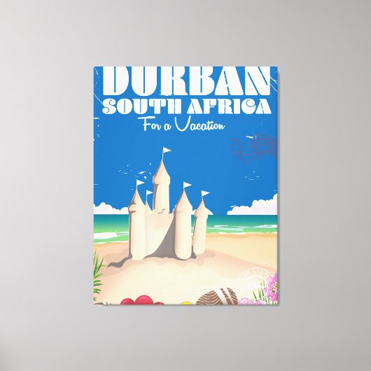  strandreisposter voor Durban Zuid-Afrika Canvas Afdruk (Voorkant)