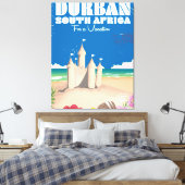  strandreisposter voor Durban Zuid-Afrika Canvas Afdruk (Insitu (Slaapkamer))