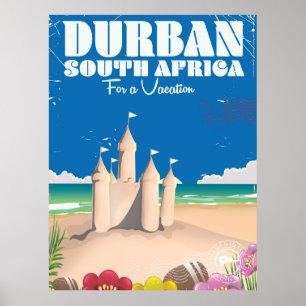  strandreisposter voor Durban Zuid-Afrika Poster