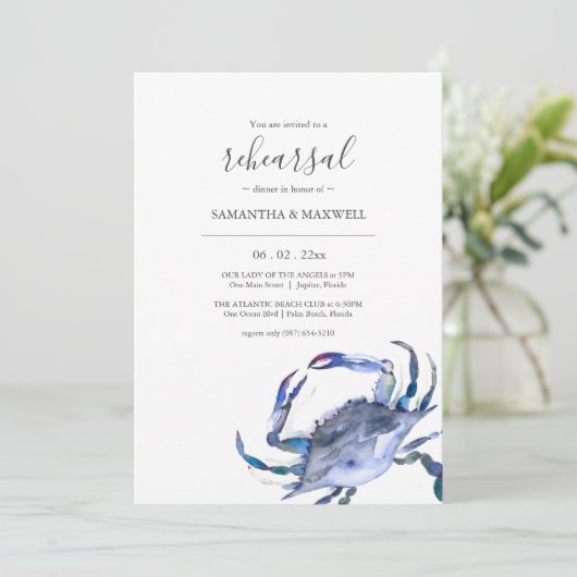 Strandrepetitie Dinner Invitation Sjabloon Kaart (Staand voorkant)