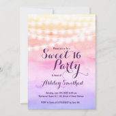 Strandroze waterverf lichtjes Sweet 16 Kaart (Voorkant)