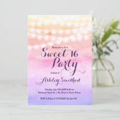 Strandroze waterverf lichtjes Sweet 16 Kaart (Staand voorkant)