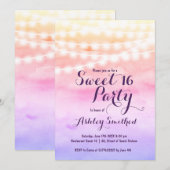 Strandroze waterverf lichtjes Sweet 16 Kaart (Voorkant / Achterkant)
