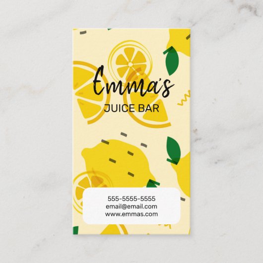 strandsap café liemonade lemon sunny sun visitekaartje (Voorkant)