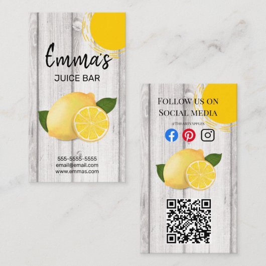 strandsap café liemonade lemon sunny sun visitekaartje (Voorkant / Achterkant)