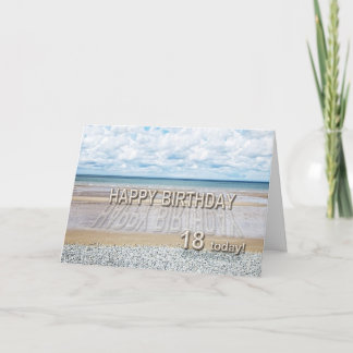 Strandscène 18e verjaardagskaart met 3D-letters Kaart