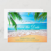 Strandscène De datum opslaan Aankondigingskaart (Voorkant / Achterkant)
