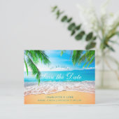 Strandscène De datum opslaan Aankondigingskaart (Staand voorkant)
