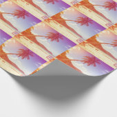 Strandscène, kokosnootboom, houten bed. cadeaupapier (Hoek)