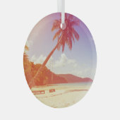 Strandscène, kokosnootboom, houten bed. glas ornament (Voorkant Rechts)