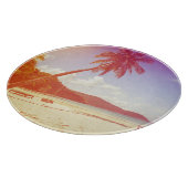 Strandscène, kokosnootboom, houten bed. snijplank (Hoek)