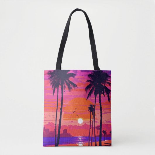 Strandscène met een levendig oranje tas (Voorkant)