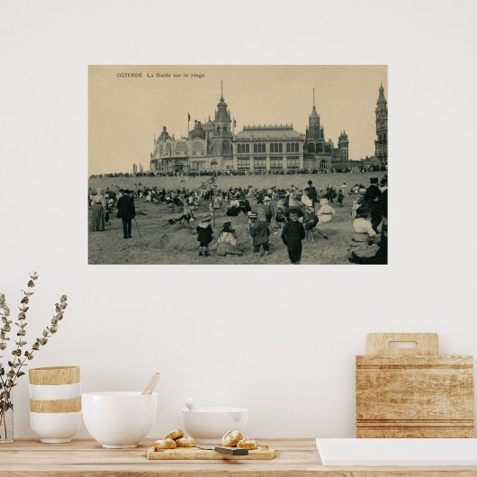  strandscène Ostend, siësta Poster (Keuken)