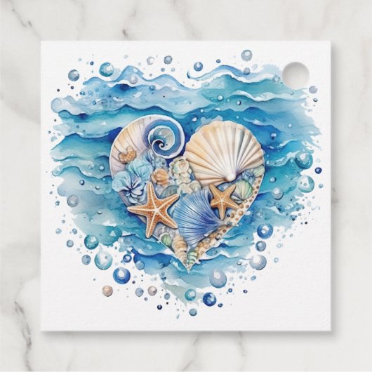 Strandscène Starfish bruiloft Bedankjes Labels (Achterkant)