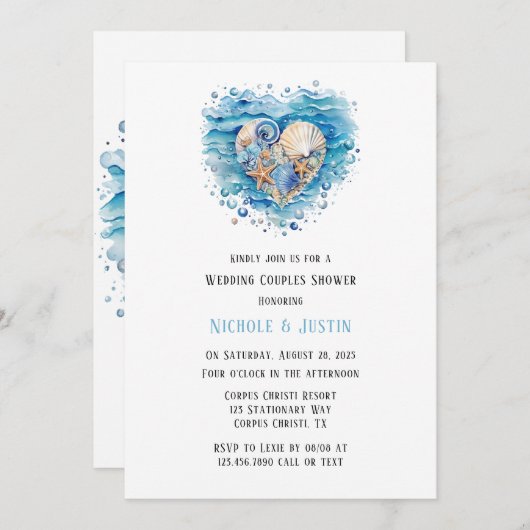 Strandscène Starfish bruiloft koppels douche Kaart (Voorkant / Achterkant)