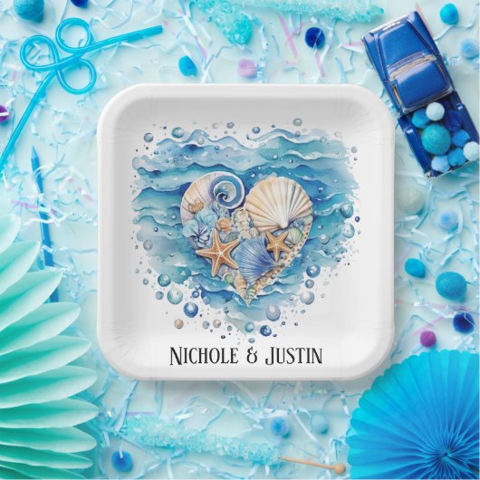 Strandscène Starfish bruiloft Papieren Bordje (Feest)