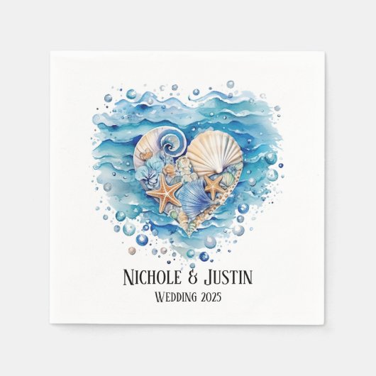 Strandscène Starfish bruiloft Servet (Voorkant)
