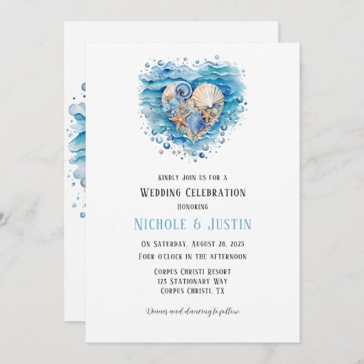 Strandscène Starfish bruiloft viering Kaart (Voorkant / Achterkant)