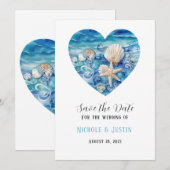 Strandscène Starfish Save the Date Kaart (Voorkant / Achterkant)