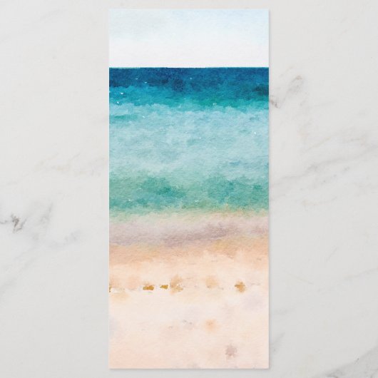 Strandscène tropische huwelijksfeest menu (Achterkant)