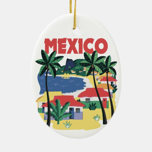  strandscene van Mexico Keramisch Ornament (Achterkant)
