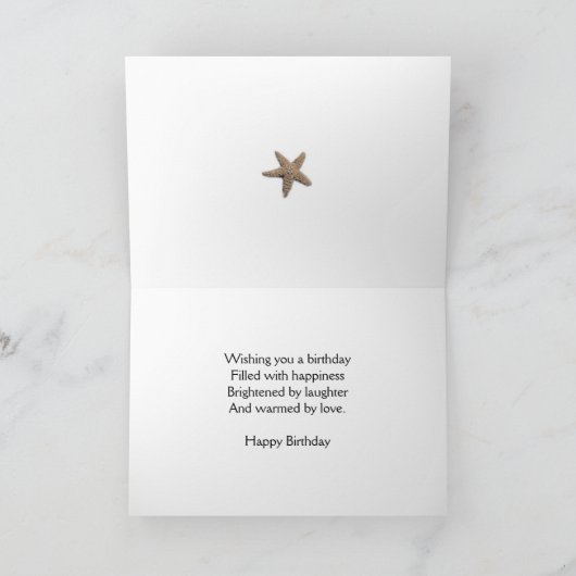 Strandscène verjaardagskaart met 3D letters Kaart (Binnen)