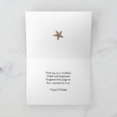 Strandscène verjaardagskaart met 3D zandletters Kaart (Binnen)