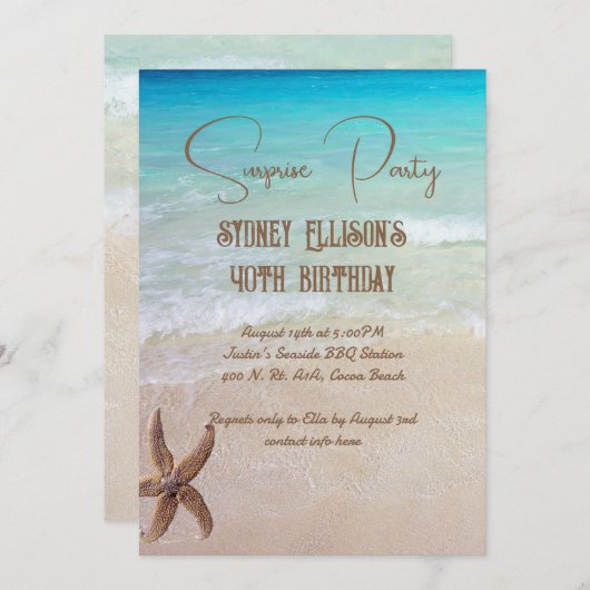 Strandscène Verrassingsfeest Custom Age Kaart (Voorkant / Achterkant)