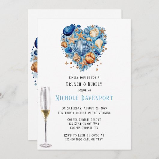 Strandscène Zeester Brunch & Bubbly Kaart (Voorkant / Achterkant)