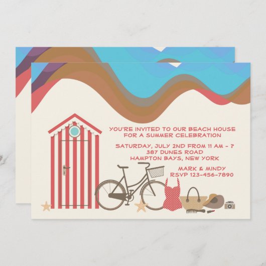 strandscèneuitnodiging kaart (Voorkant / Achterkant)