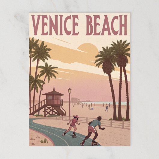 Strandschaatsers van Venetië in Retro Briefkaart