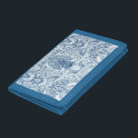 Strandschatten in blauw drievoud portemonnee<br><div class="desc">Handgetekende vectorillustratie van zeeschelpen,  koralen,  krab en zeewier</div>