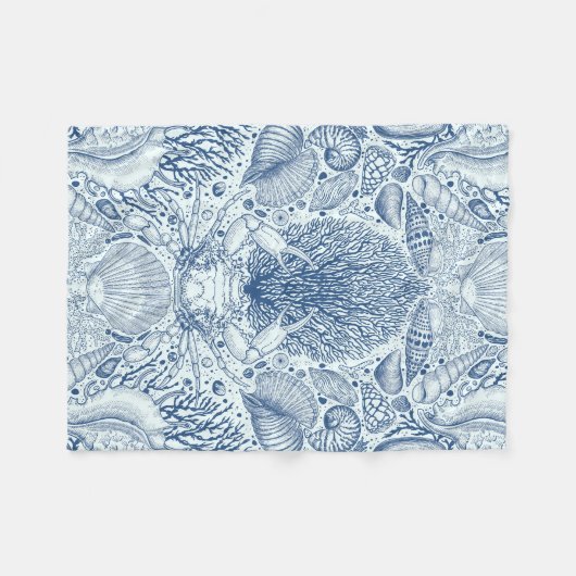 Strandschatten in blauw fleece deken (Voorkant (Horizontaal))