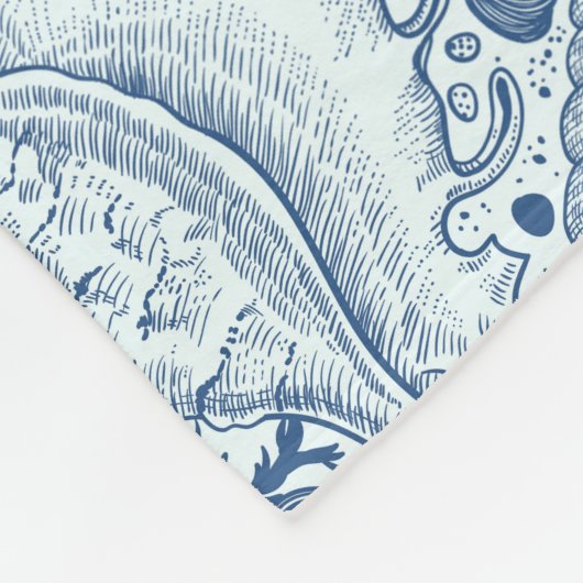 Strandschatten in blauw fleece deken (Hoek)