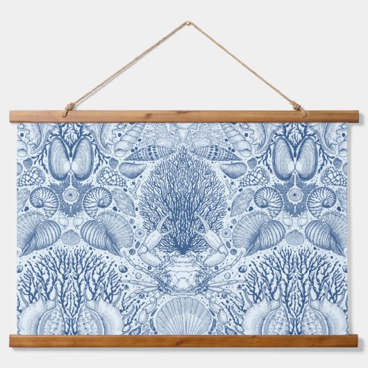 Strandschatten in blauw hangend wandkleed (Voorkant)