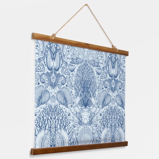 Strandschatten in blauw hangend wandkleed (Gebogen)