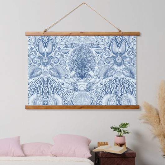 Strandschatten in blauw hangend wandkleed (Slaapkamer)